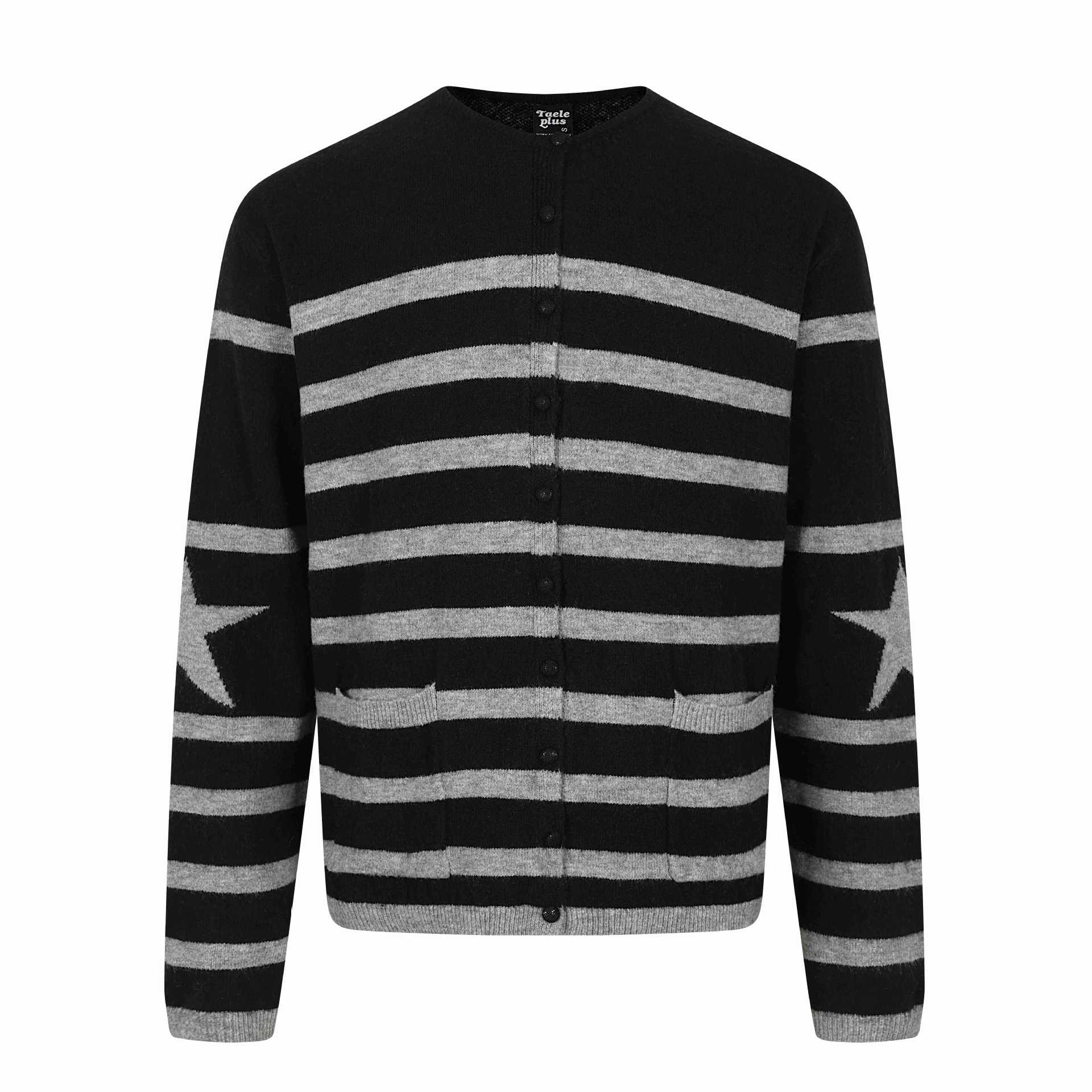 Unisex Striped Button Cardigan in Relaxed Fit with Insert Pockets Chichicherry