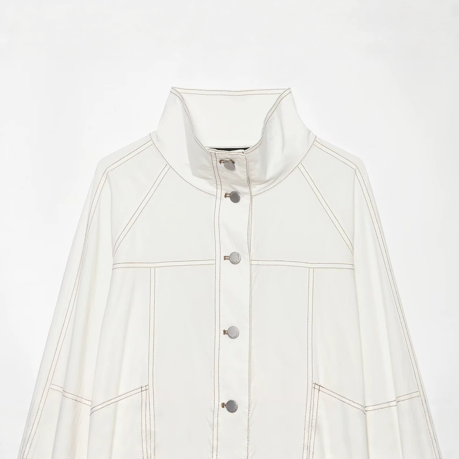 Women's Cropped Parka Jacket with high funnel collar, flap pockets and tie belt Chichicherry