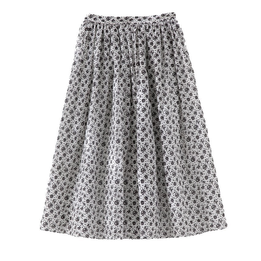 Women’s midi skirt with gathered waistband and small floral print Chichicherry