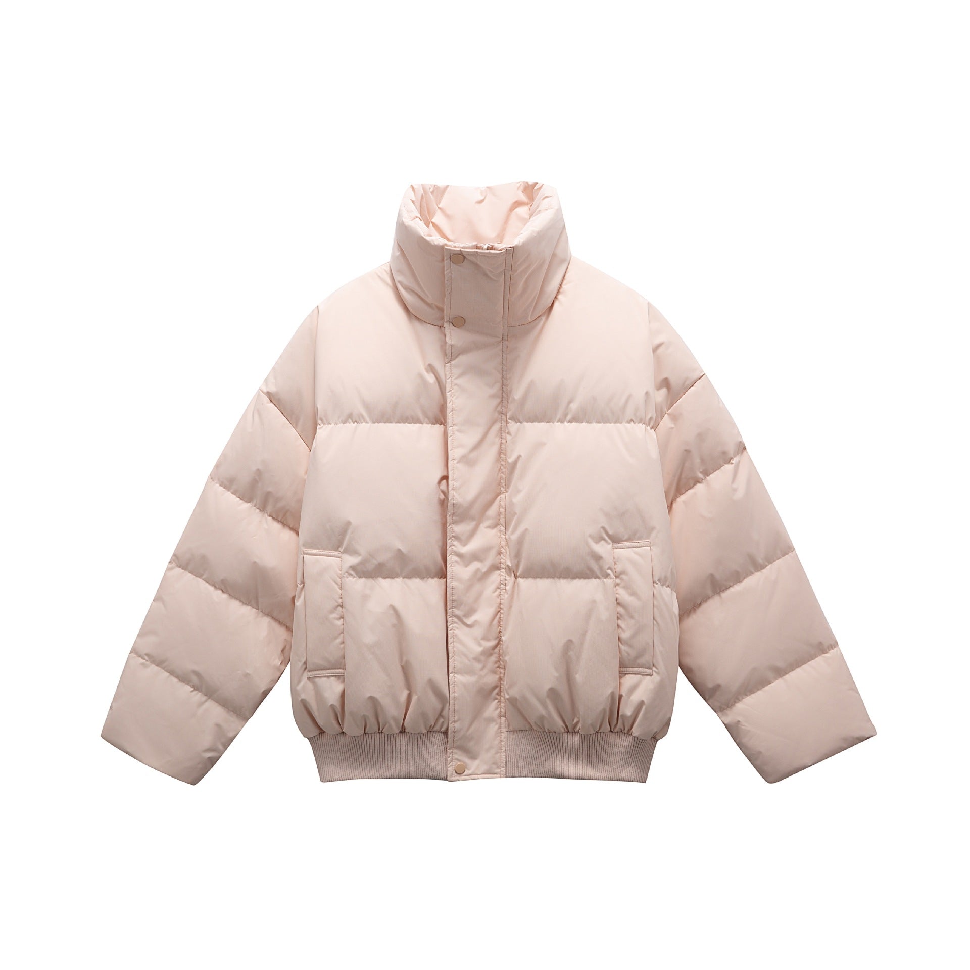 Unisex Boxy padded short jacket with high stand collar and elastic hem Chichicherry