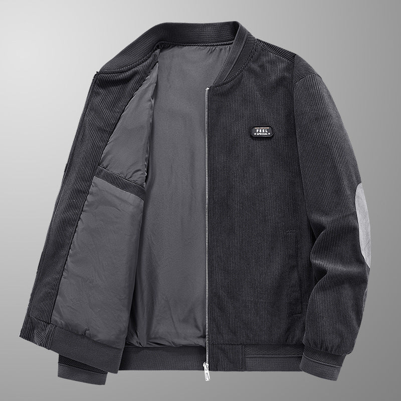 Men's cord bomber jacket with elbow patches and concealed inner pocket Chichicherry