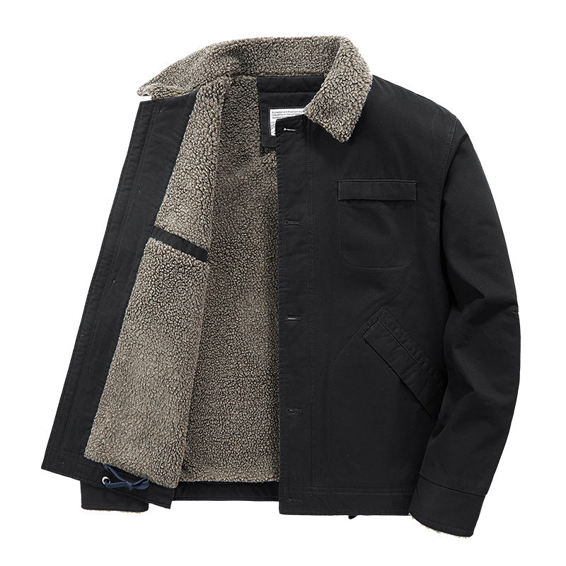 Men's insulated canvas work jacket with sherpa lining and shirt collar Chichicherry