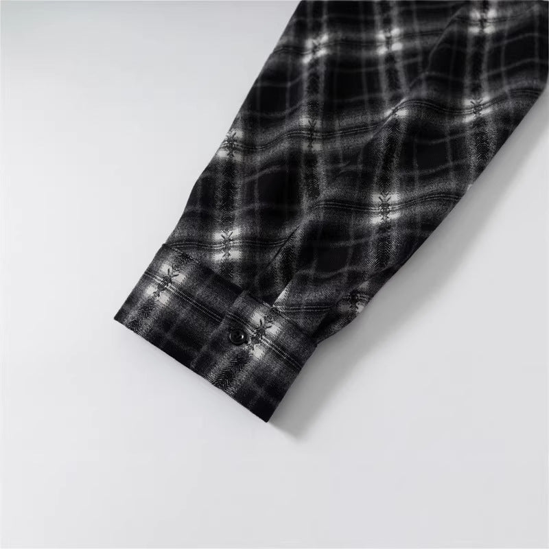 Women Oversize Flannel Shirt with Asymmetrical Hem Chichicherry