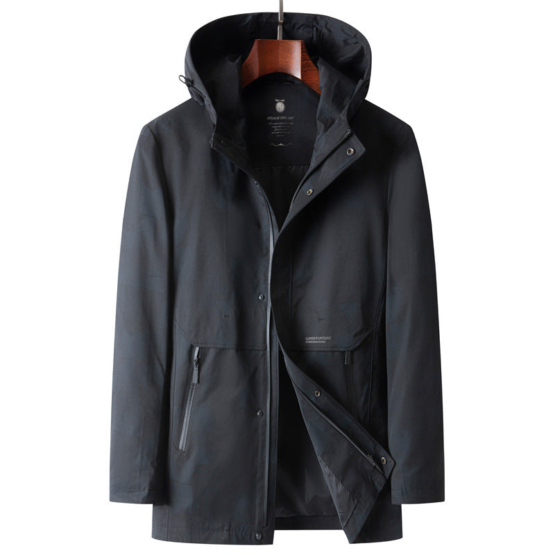 Men's Waterproof, Breathable City Overall Jacket with Hood and Minimalist Utility Look Chichicherry