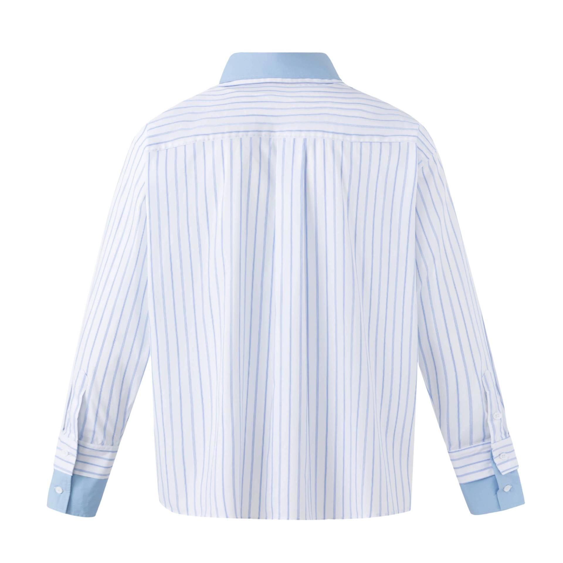 Women Striped Oversized Shirt with Contrast Kent Collar Chichicherry