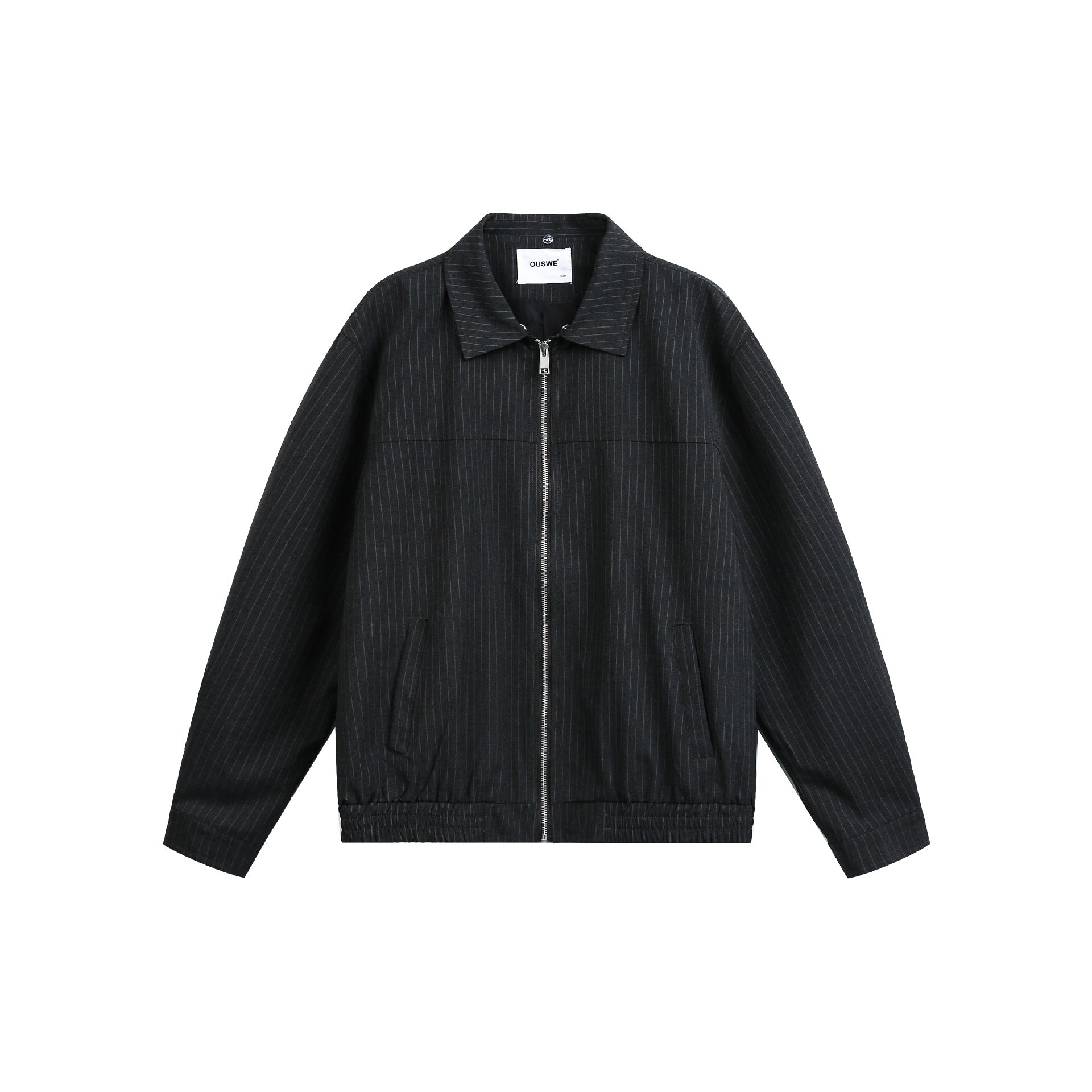 Men's boxy blouson jacket made of pinstripe fabric with contrasting shirt collar Chichicherry