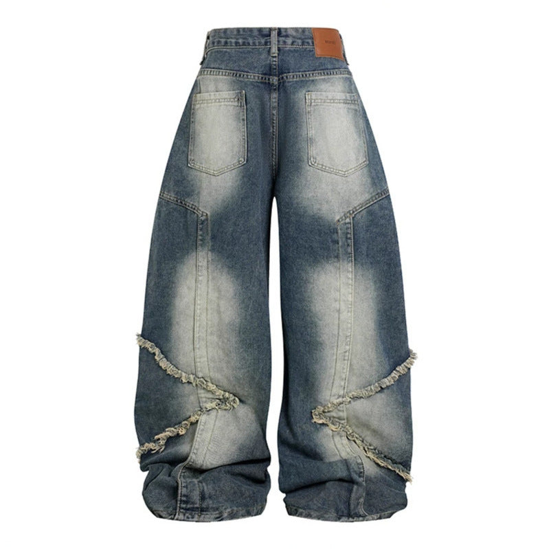 Women High-waisted wide Baggy jeans with frayed layered panels and used look Chichicherry