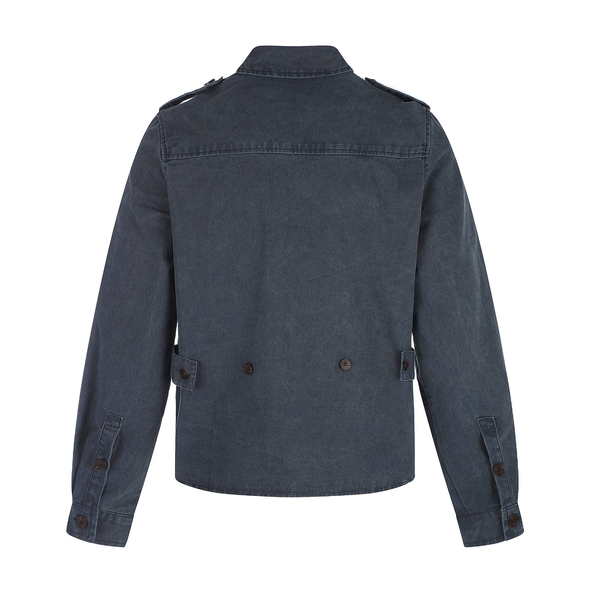 Men's shirt jacket made of washed denim with flap pockets and epaulettes Chichicherry