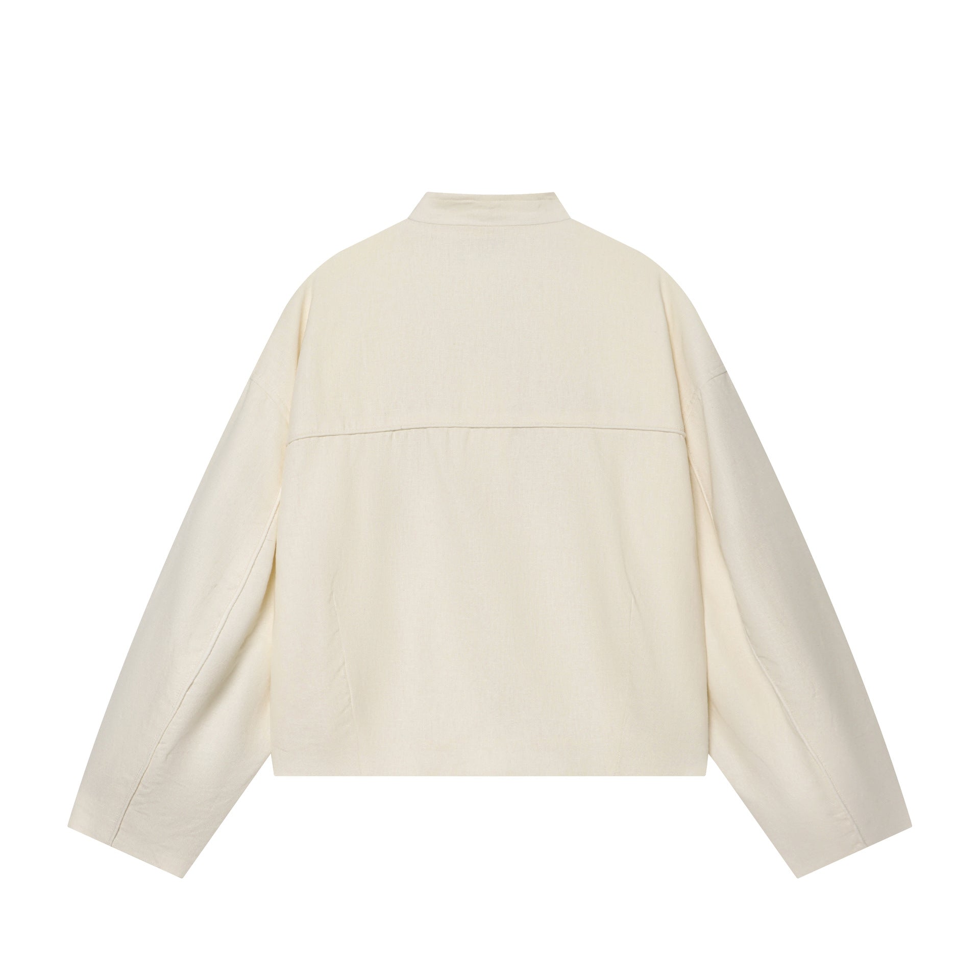 Women's Cropped Jacket with Stand-up Collar and Decorative Knot Buttons Chichicherry