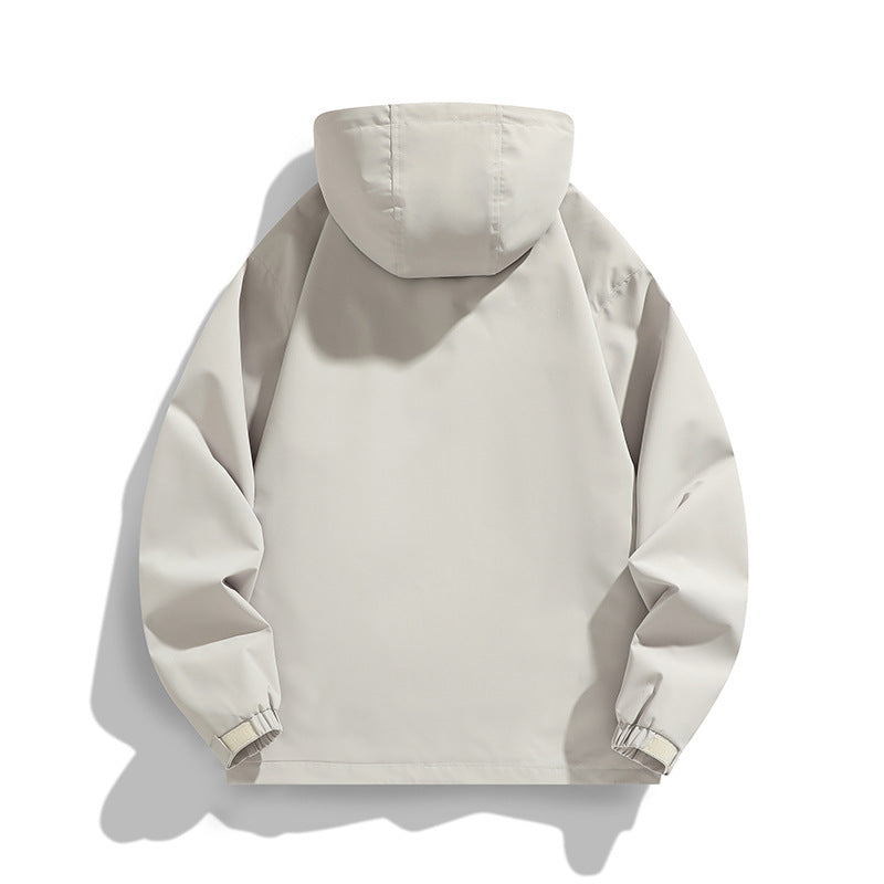Men's Lightweight Wind and Water Resistant Hooded Jacket in Urban Utility Style with Concealed Zipper Placket Chichicherry