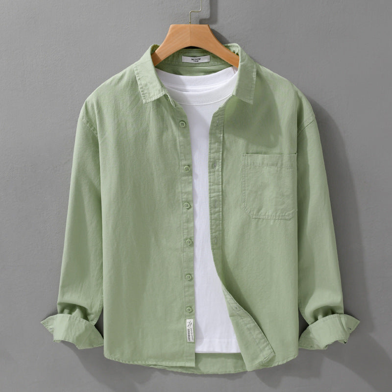 Men's shirt jackets-overshirt made of soft cotton twill with relaxed fit and patch chest pocket Chichicherry