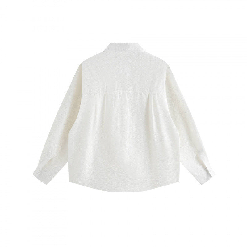 Women Oversized Textured Shirt with Concealed Button Placket and Boxy Silhouette Chichicherry