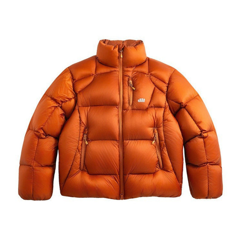 Unisex Short Cut Quilted Down Look Jacket with Stand-Up Collar and Zipper Pockets Chichicherry