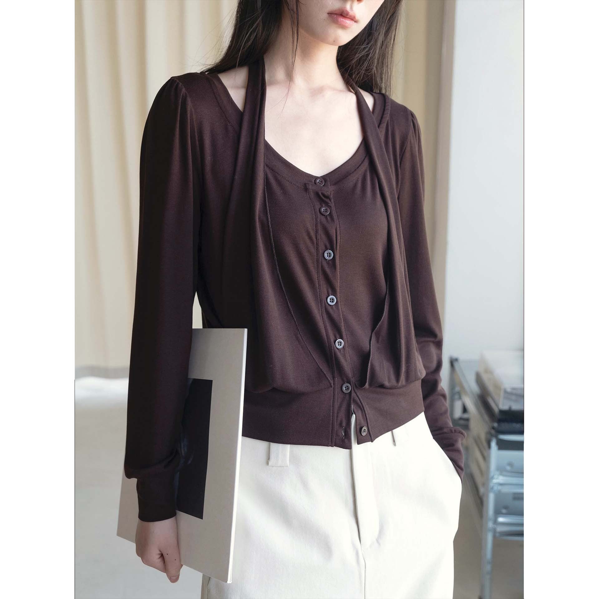 Women's Casual Viscose-Mix Button Jacket with Drawstring and Side Pockets Chichicherry