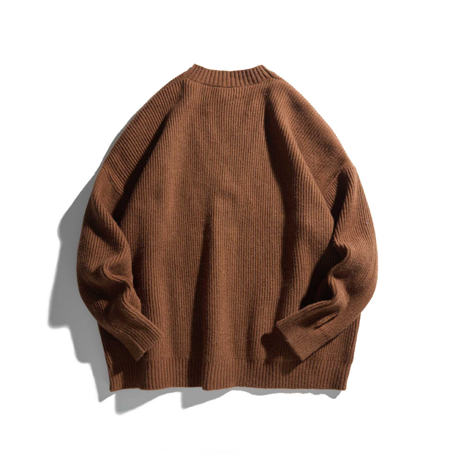 Women's Oversized Ribbed Knit Cardigan with V-Neck and Patch Pockets Chichicherry