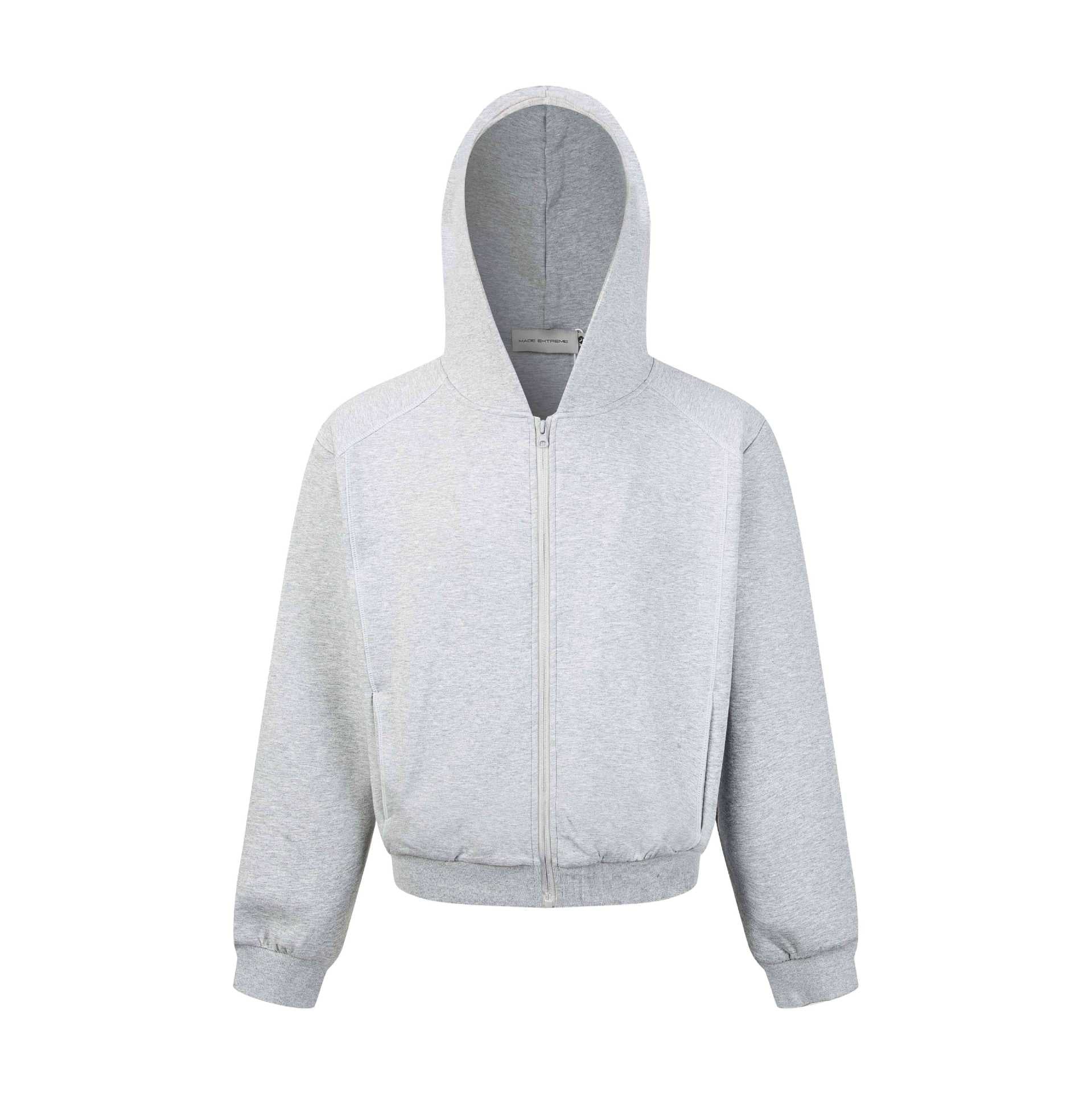Unisex Hooded Sweat Jacket with Full-Length Zipper and Ribbed Hem Chichicherry