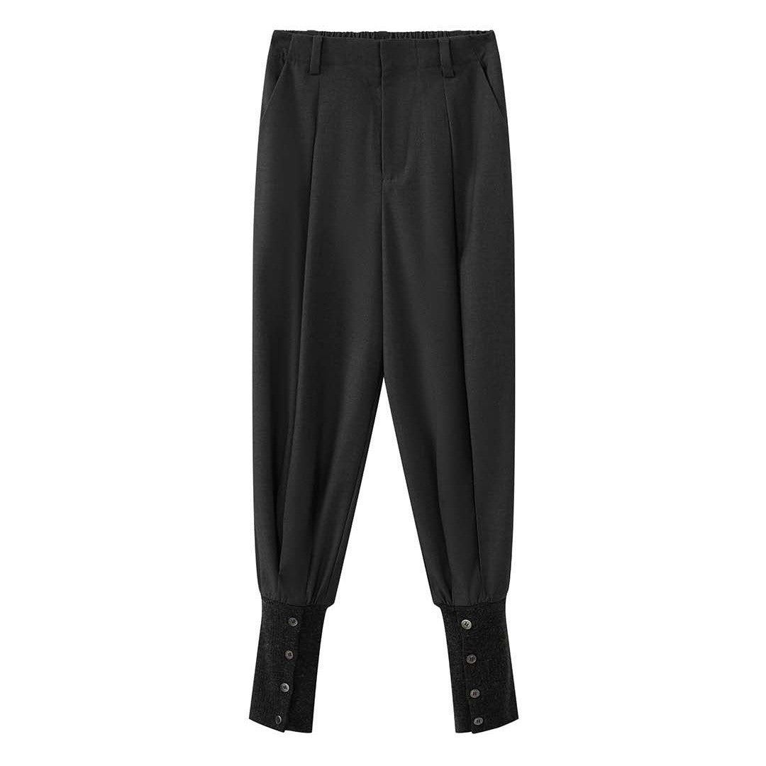 Women's wide pleated trousers with high waist and wool blend Chichicherry