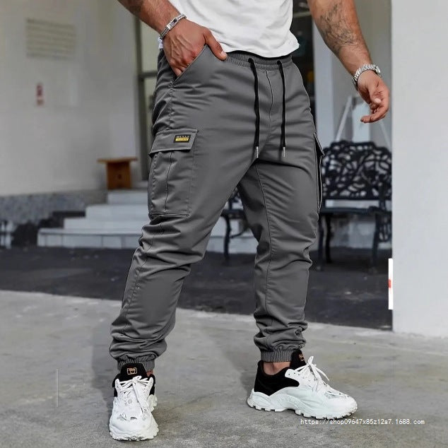 Men's multifunctional cargo jogging pants with reinforced knee areas, drawstring waistband & elastic hem cuffs Chichicherry