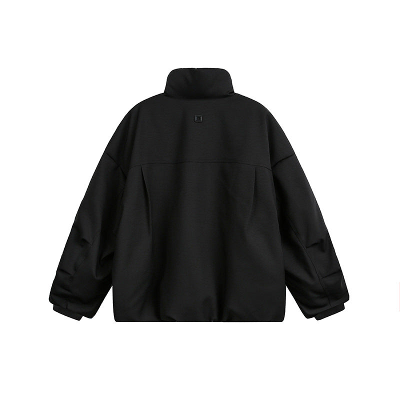 Unisex Wide Cut Utility Fleece Jacket with Stand-Up Collar and Multiple Zipper Pockets Chichicherry