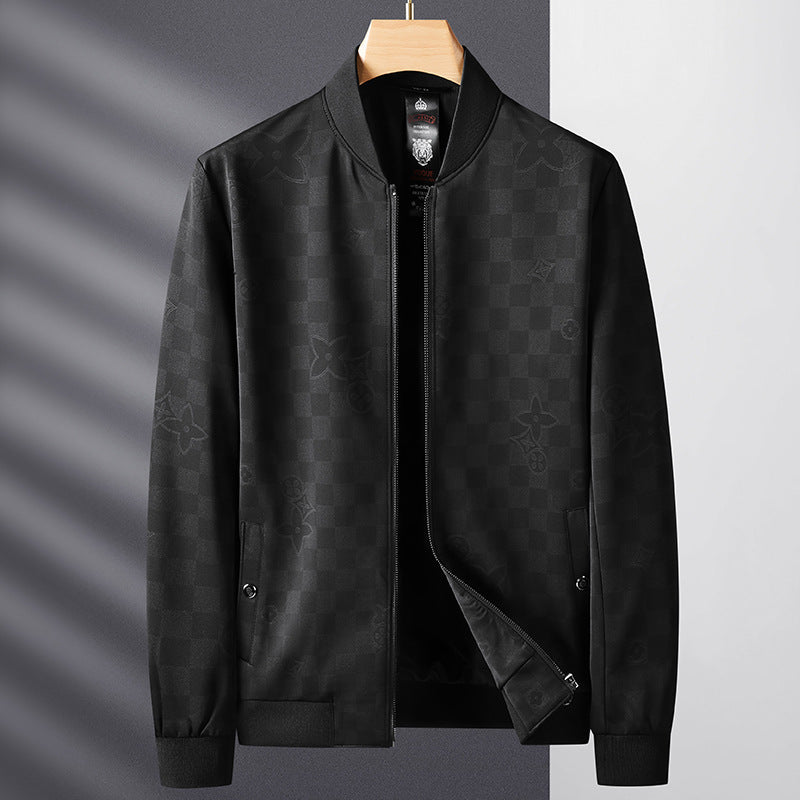 Men's Slim-Fit Jacquard Bomber Jacket with tonal pattern, zipper and ribbed cuffs Chichicherry