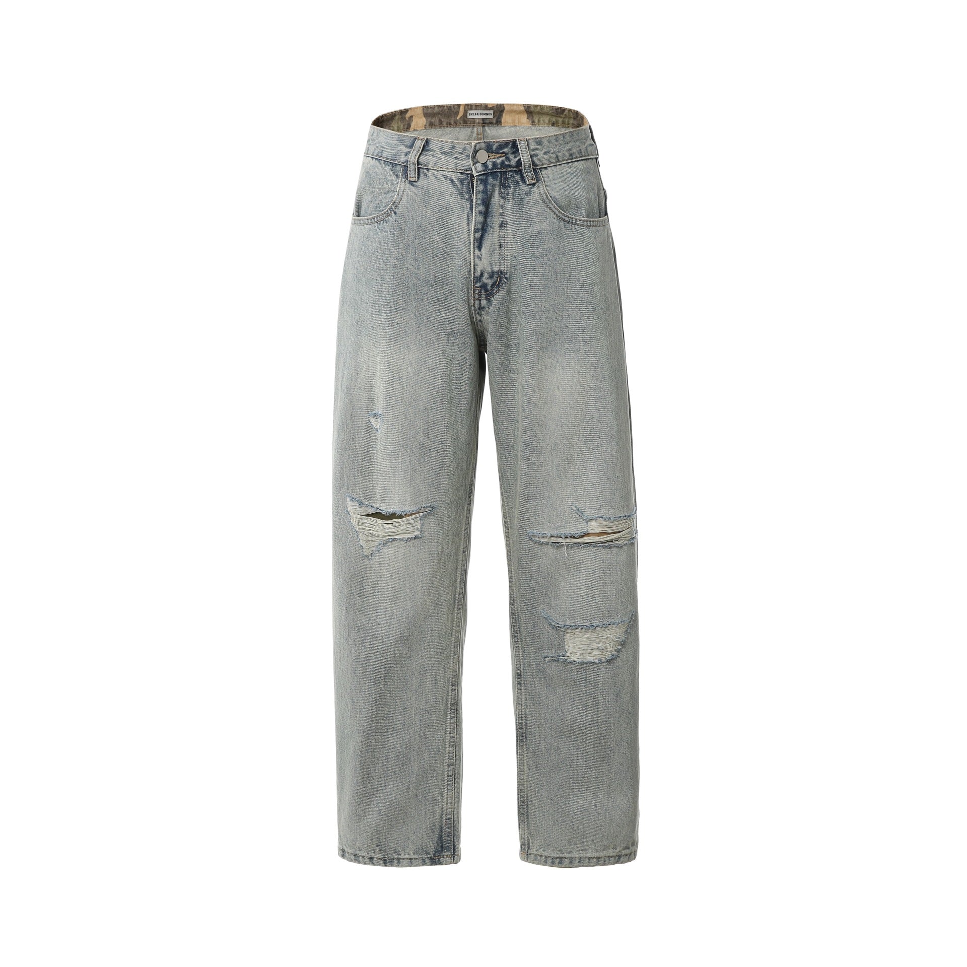 Women's High-Waist Relaxed-Jeans with Distressed-Details and Tailored Ankle Closure Chichicherry