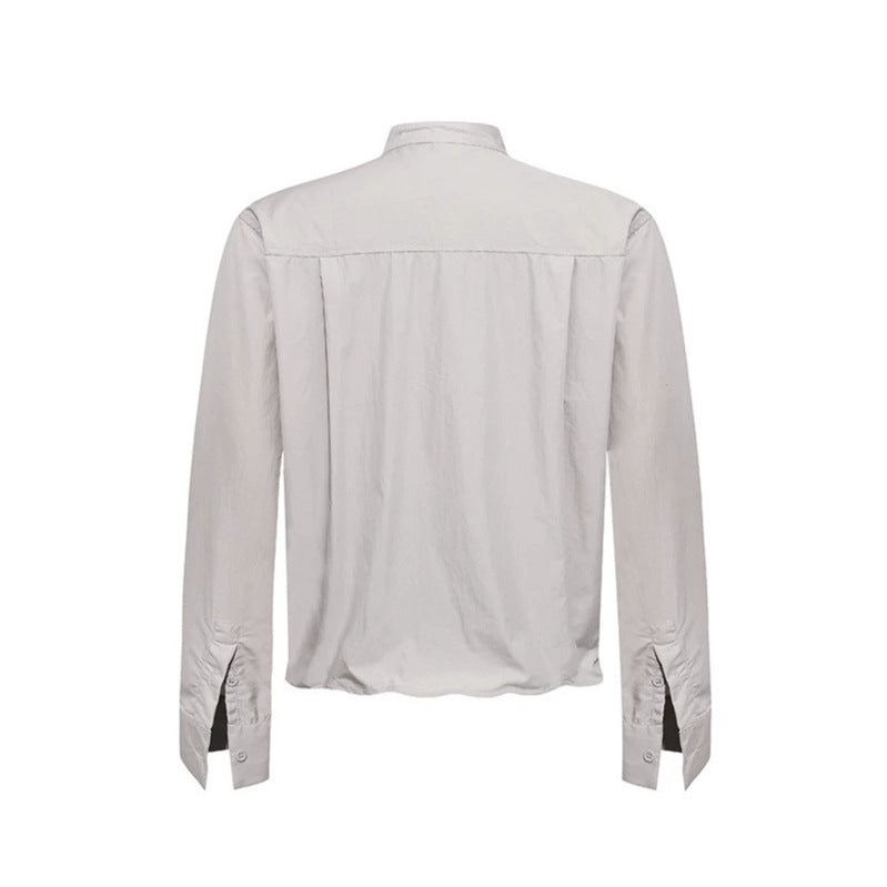 Men's shirt with stand-up collar, chest pocket and relaxed fit Chichicherry