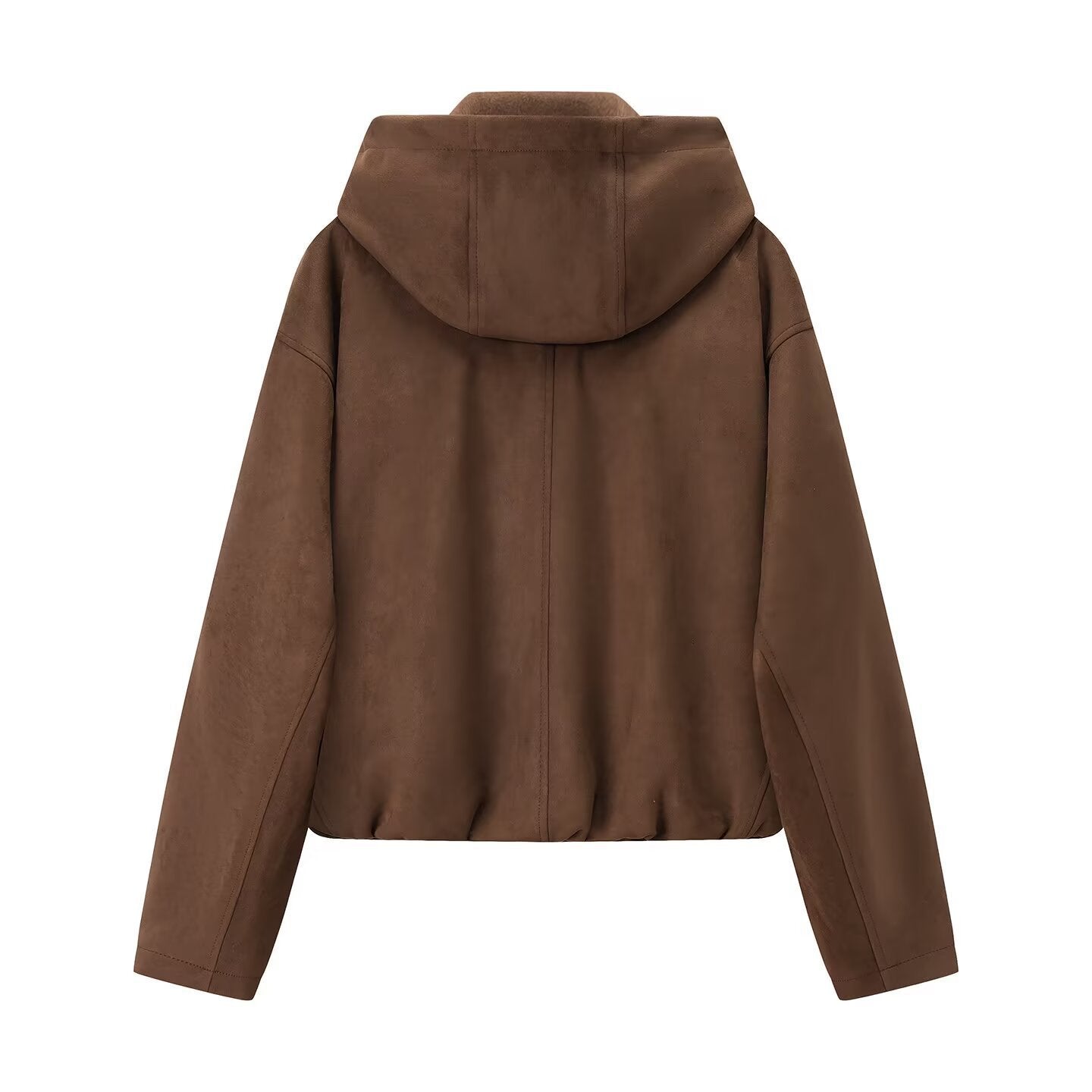 Women's short jacket in suede look with hood, drawstring, and zipper Chichicherry