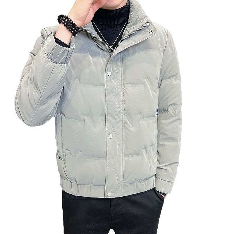 Men's short-cut quilted thermal jacket with stand-up collar and concealed zipper Chichicherry