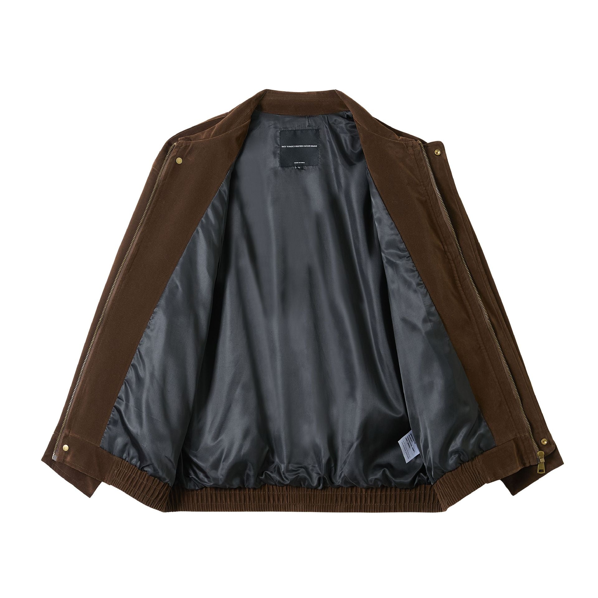 Men's short cut suede look blouson with elastic hem and flap pockets Chichicherry