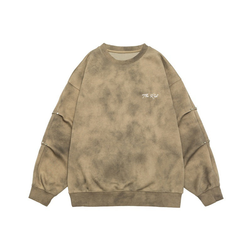 Unisex Oversize Sweatshirt with stonewash effect and sleeve snap buttons Chichicherry