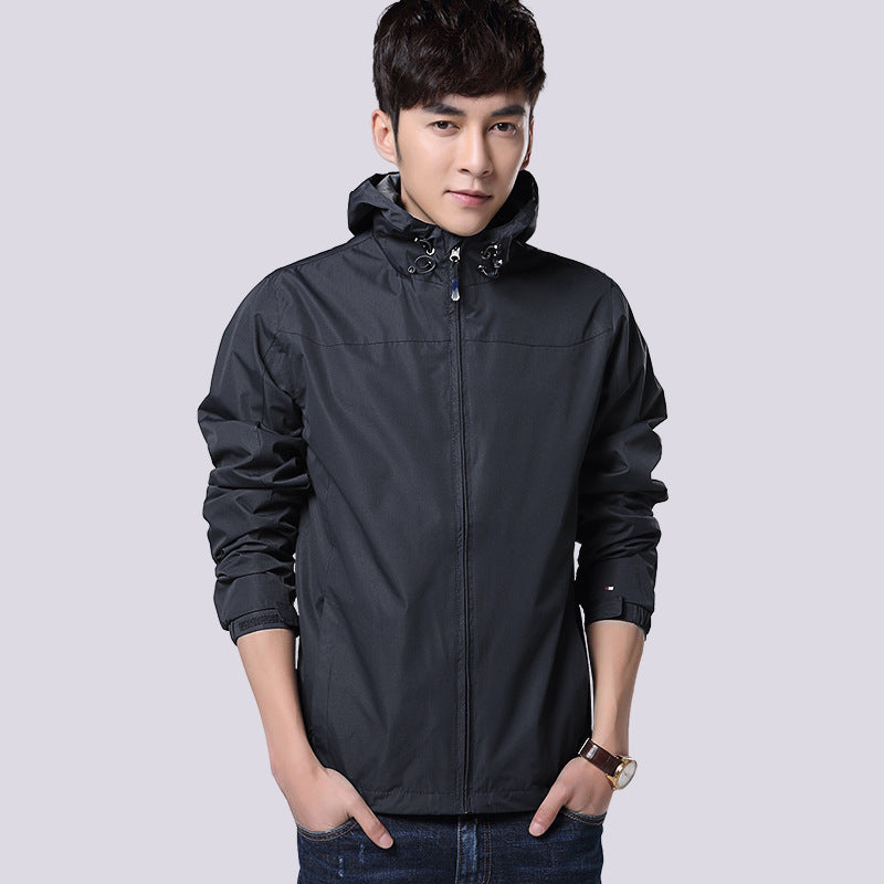 Men's lightweight windproof hooded jacket made of functional nylon with concealed zipper Chichicherry