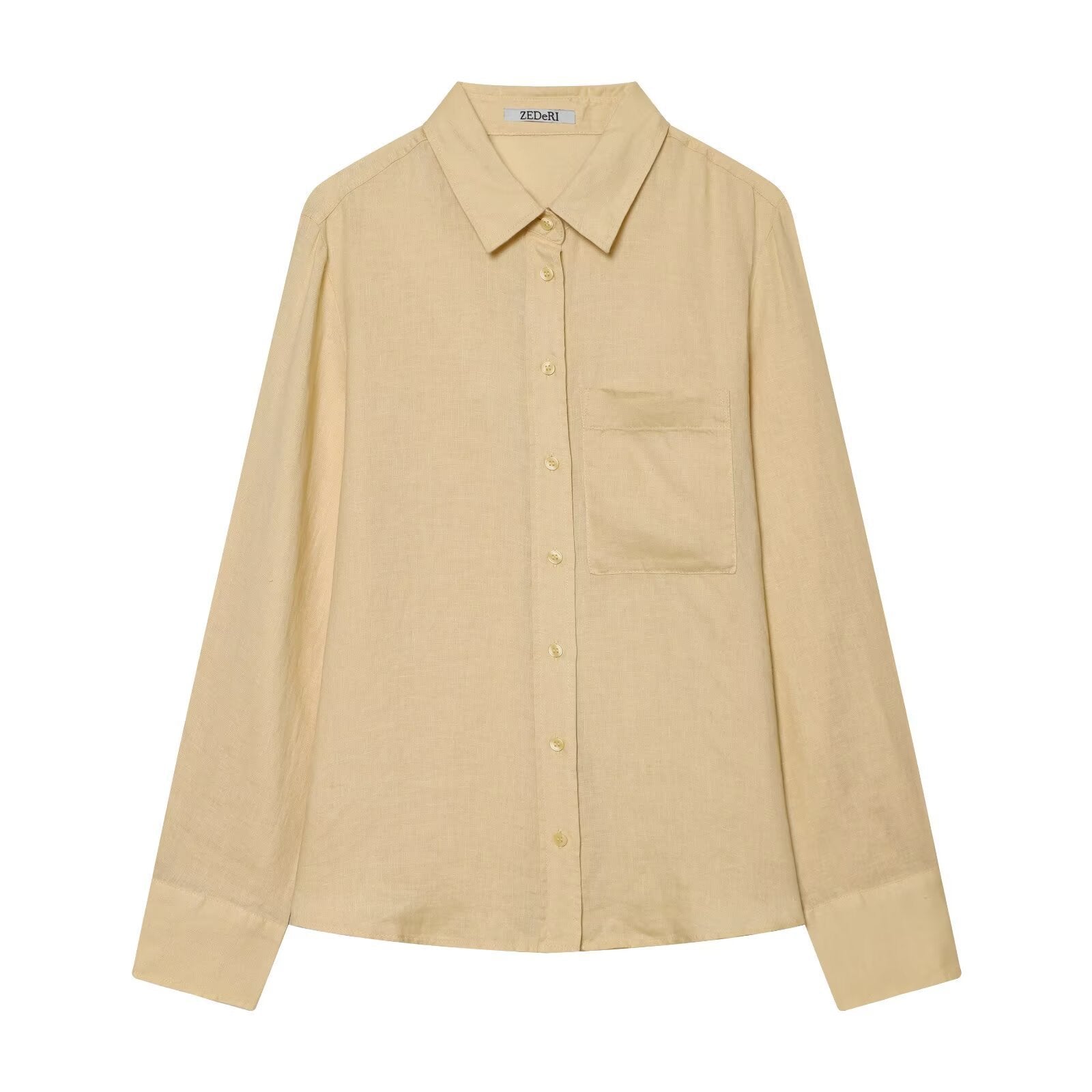 Women's Oversized Cotton Shirt with Kent Collar, Patch Chest Pocket and Straight Hem Chichicherry