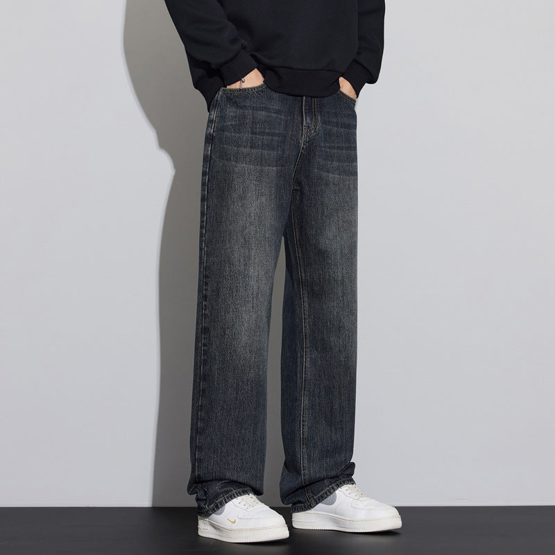 Men's Loose Denim Jeans in Vintage Look with Low Rise and Casual Fit Chichicherry