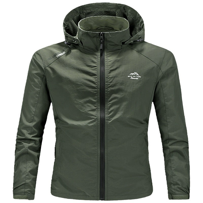 Men's ultralight packable outdoor jacket with high collar, hood, and breathable mesh lining Chichicherry