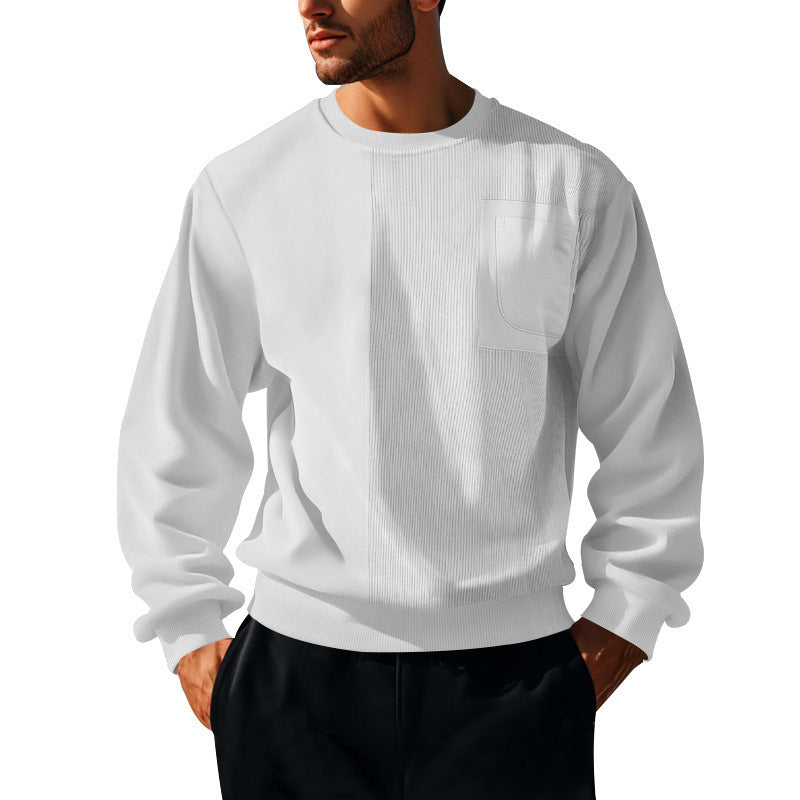 Men's Structured Sweatshirt with Ribbed Panel and Chest Pocket Chichicherry