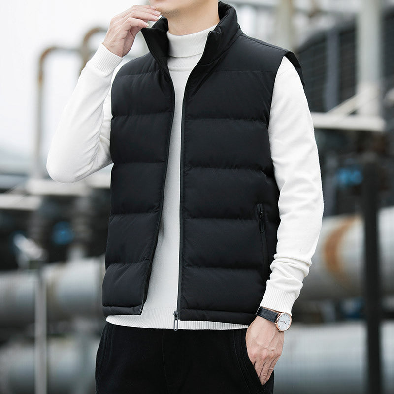 Men's padded quilted thermal vest with stand-up collar, side zip pockets & windproof exterior Chichicherry