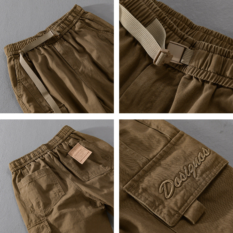 Men's cargo pants in military look with reinforced knees and elastic leg cuffs Chichicherry
