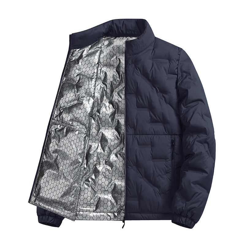Men's lightweight quilted thermal jacket with stand-up collar and zippered pockets Chichicherry