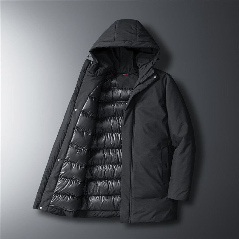 Men's modern urban long parka with concealed zip placket and ergonomic hood Chichicherry