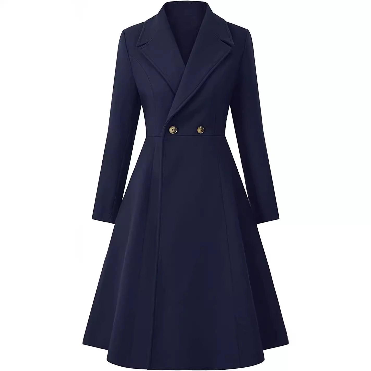 Women's Tailored Coat Dress in A-Line Tailoring made of Wool Blend with Narrow Waist and Flared Skirt Chichicherry