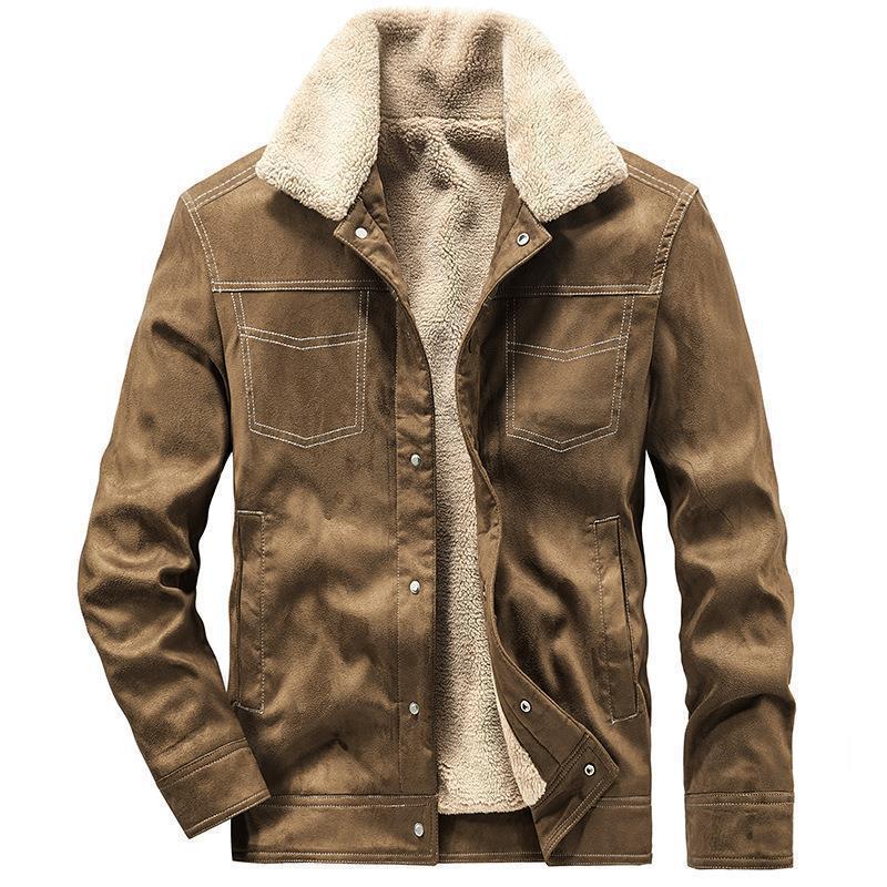 Men's pilot jacket in suede look with Sherpa lining and quilted details Chichicherry