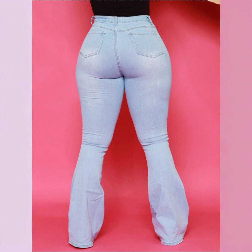 Ladies shaping high-waist flared jeans made of super stretch denim with butt-lift effect Chichicherry