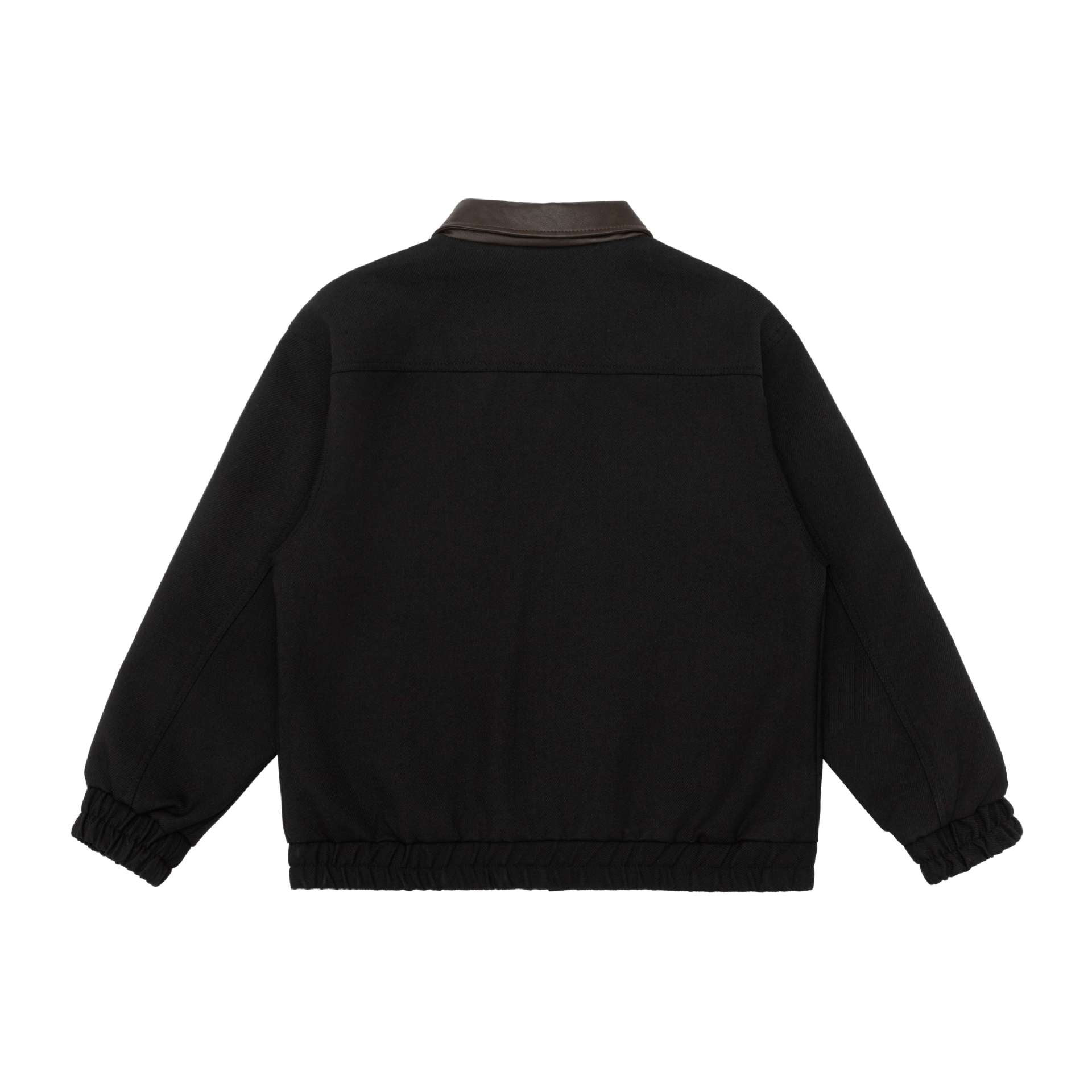 Unisex Boxy-Workwear-Blouson with leather-trimmed collar, utility pockets and elastic hem Chichicherry