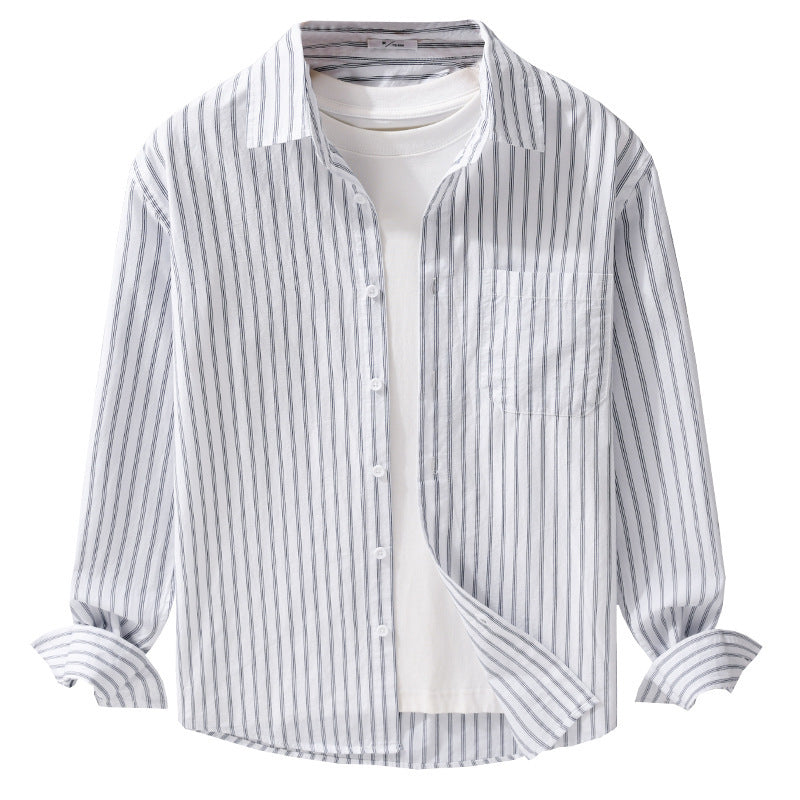 Men's lightweight striped cotton-linen summer shirt in relaxed look with chest pocket Chichicherry