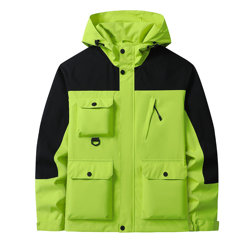 Men's Technical Utility Field Jacket with Hood, Multiple Pockets and Wind-Resistant Shell Chichicherry