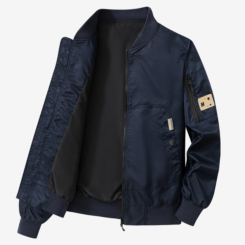 Men's Lightweight Bomber Jacket Made of Nylon with Arm Pocket and Ribbed Cuffs Chichicherry