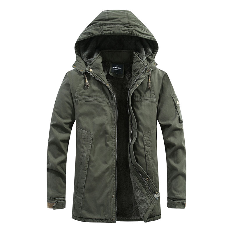 Men's padded parka with teddy fleece lining, hood and utility arm pocket Chichicherry