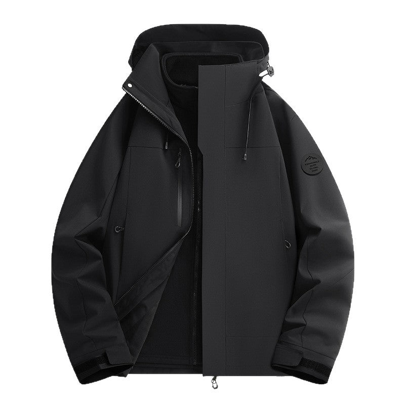 Unisex Water-Repellent Softshell Jacket with Fleece Lining and Adjustable Hood Chichicherry