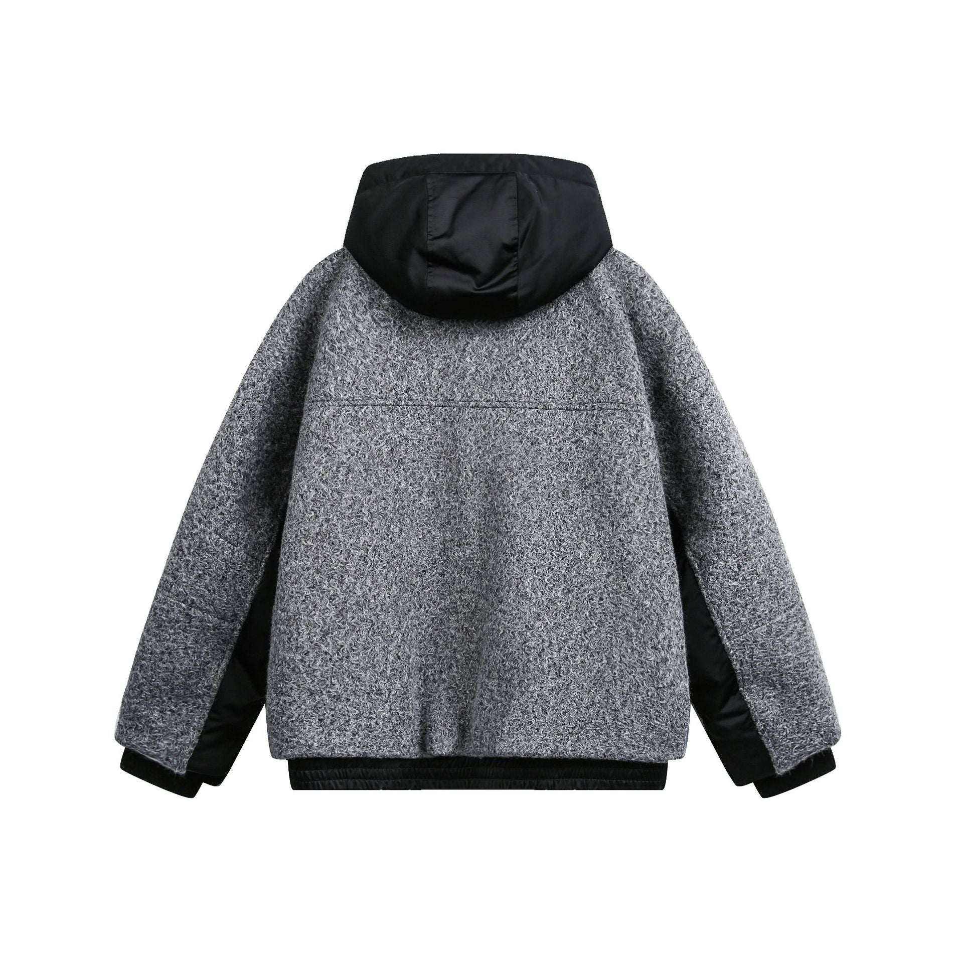 Women's Oversize Wool Blend Bomber Jacket with Quilted Hood Chichicherry