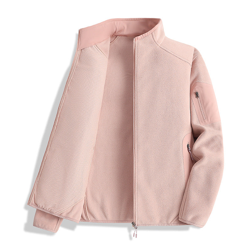 Men's fleece jacket with stand-up collar and softshell inserts Chichicherry